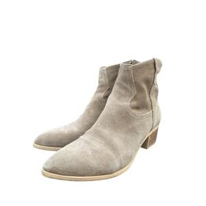Dolce Vita Women's Suede Ankle Boots Taupe Western Block Heel Booties Size 8.5